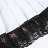 Pink Plaid Y2K Pleated Mini Skirt with Lace Trim