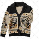 Y2K Gothic Ghost Portrait Knit Sweater – Oversized Harajuku Fall/Winter Cardigan