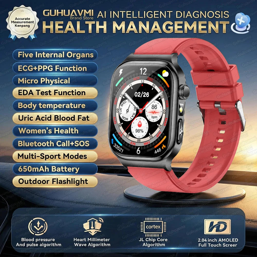 2026 New Accurate Diagnosis Smart Watch Body Fat ECG Blood oxygen BP Health Sport HD AMOLED Screen Call Smart Watches man woman