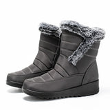 Thick Warm Long Plush Waterproof Snow Boots Women Winter 2025 Non Slip Soft Fur Ankle Boots Woman Plus Size 44 Cotton Shoes Mom