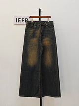 Retro Washed Wide-Leg Denim Trousers
