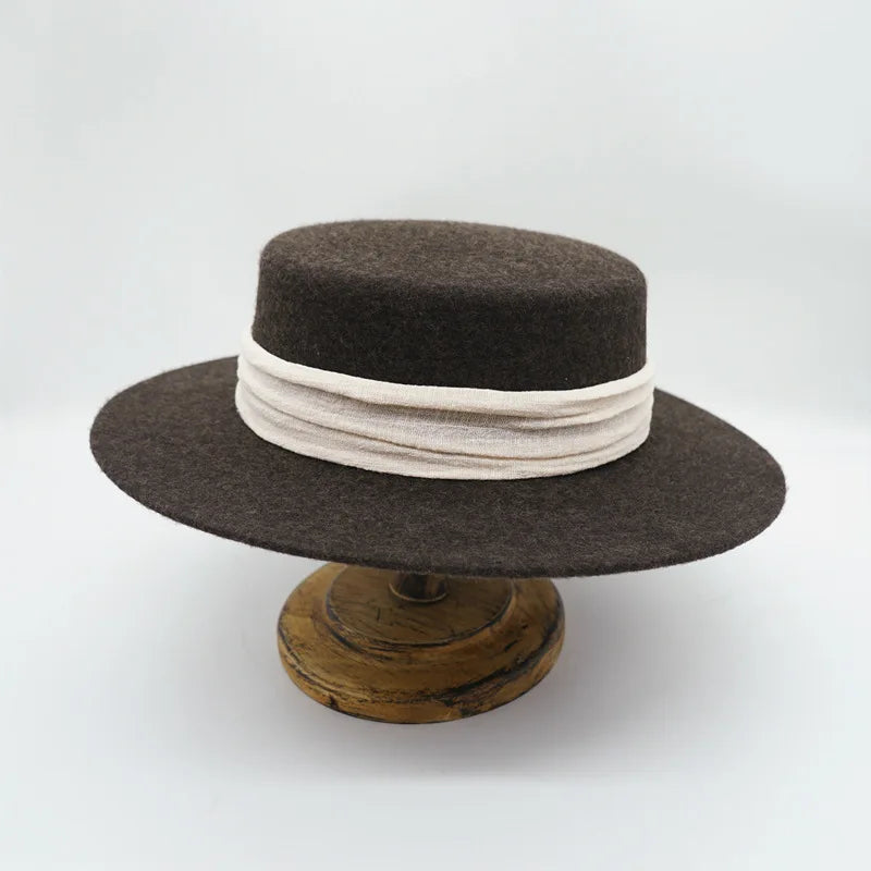 Wool Felt Fedora & Boater Hat – Wide Brim, Unisex