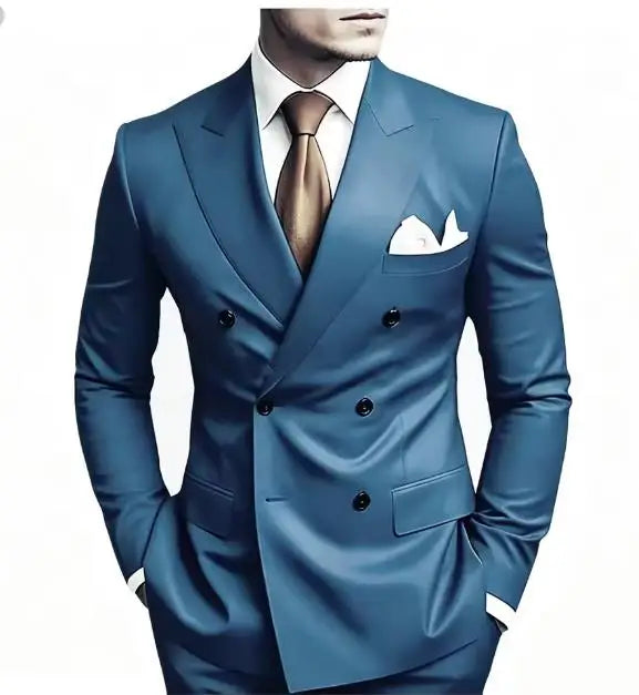 Men’s Double-Breasted Suit for Weddings & Business