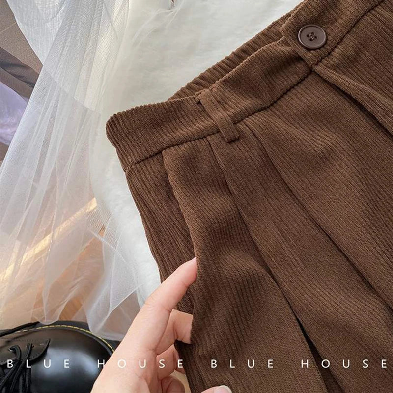 Women's High-Waist Corduroy Wide-Leg Pants