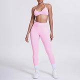 Women 2pcs Patchwork Sport Yoga Suit Training Sleeveless Sport Gym Tops Tummy Control Slimming Booty Leggings Yoga Suit Sports