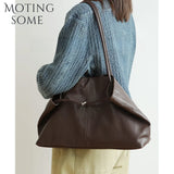 Motingsome Oversized Natural Leather Woman Bags 2025 New Fashion Handbag and Purses Large Capacity Commuter Bag Casual Tote