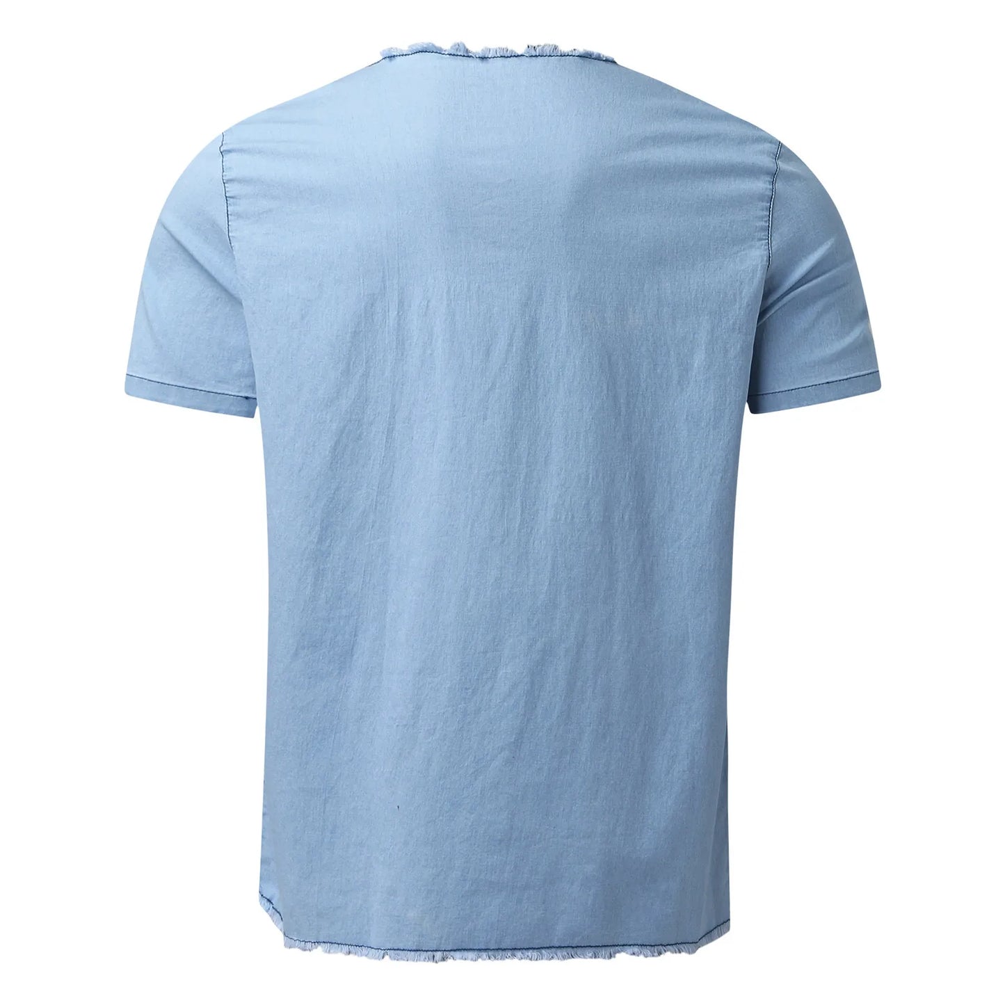 Jeans Shirt Jackets For Man Short Shirt Tops Male V Tassel Denim Solid Neck Sleeve Blouse Men рубашка мужская с длинным рукавом
