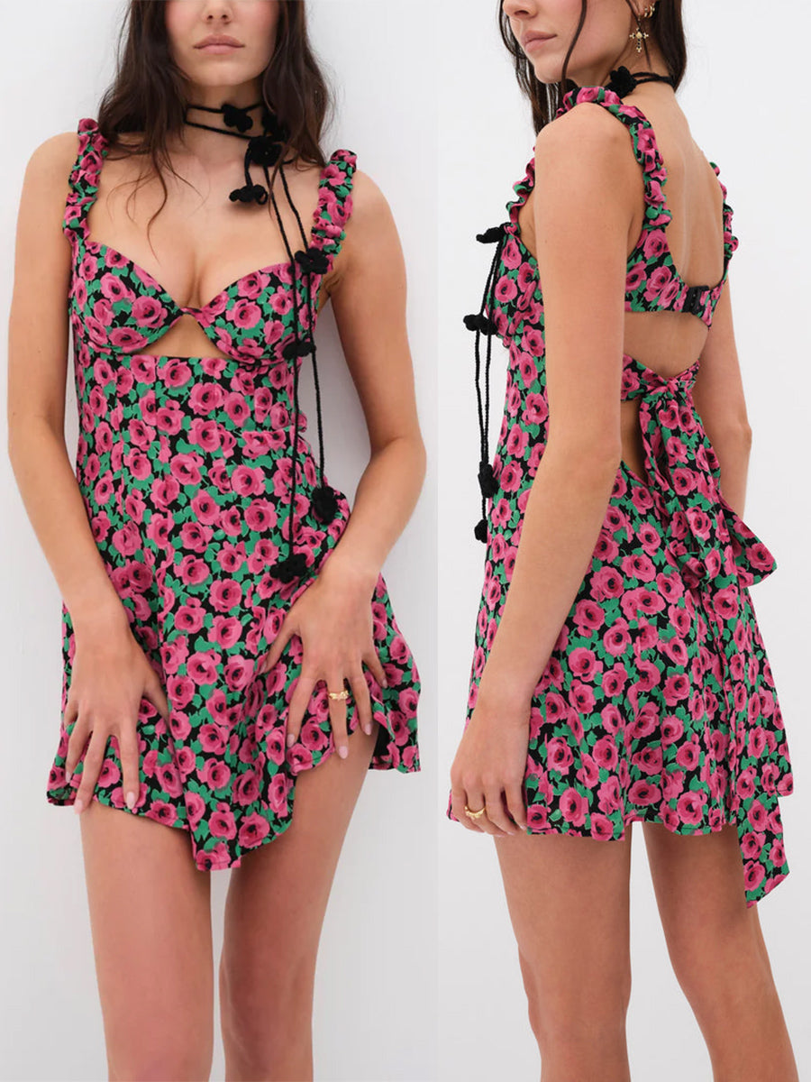 Women's Sweetheart Floral Mini A-Line Dress