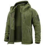Men's Hunting Fleece Jacket Hiking Hunting Outdoor Fleece  Tactical Jacket Winter Warm Full Zip Military Hoodies Multi-Pockets