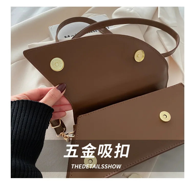 New Minimalist Design Shoulder Bag for Women Light Luxury Large Capacity Casual Metal Hand-held Crossbody Bags Female Handbag