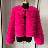 Elegant Winter Faux Fox Fur Crop Jacket