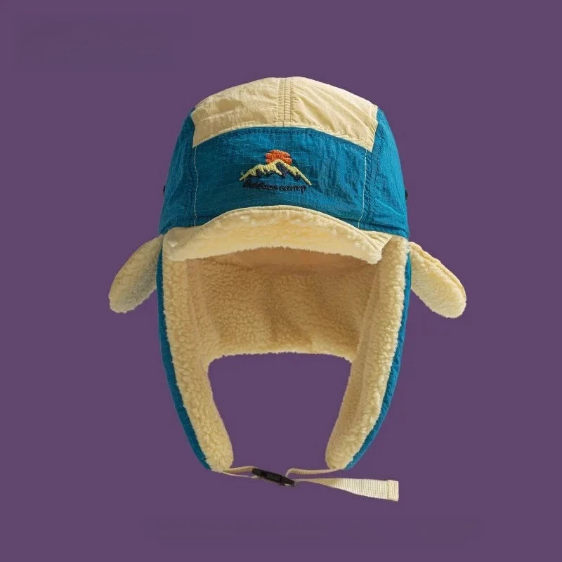 Embroidered Plush Earflap Bomber Hat – Unisex Winter