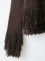 Vintage Tassel Knitted Cardigan – Elegant O-Neck Long Sleeve Sweater (USA Made)