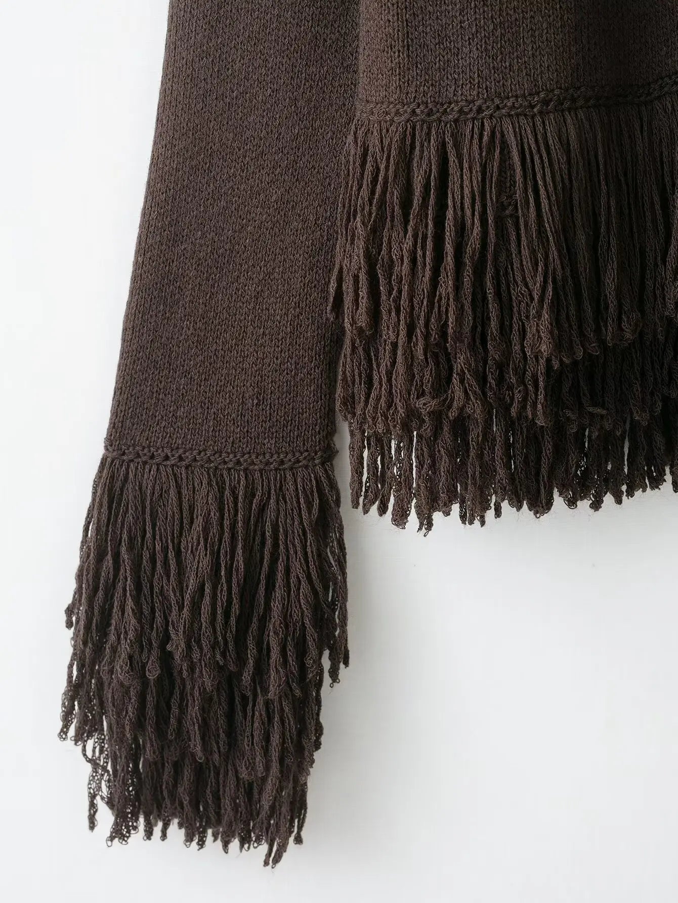 Vintage Tassel Knitted Cardigan – Elegant O-Neck Long Sleeve Sweater (USA Made)
