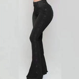 Women's High-Waist Stretch Denim Flare Pants