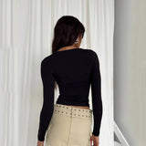 Slim Fit Long Sleeve Base Tee - Solid Casual Pullover