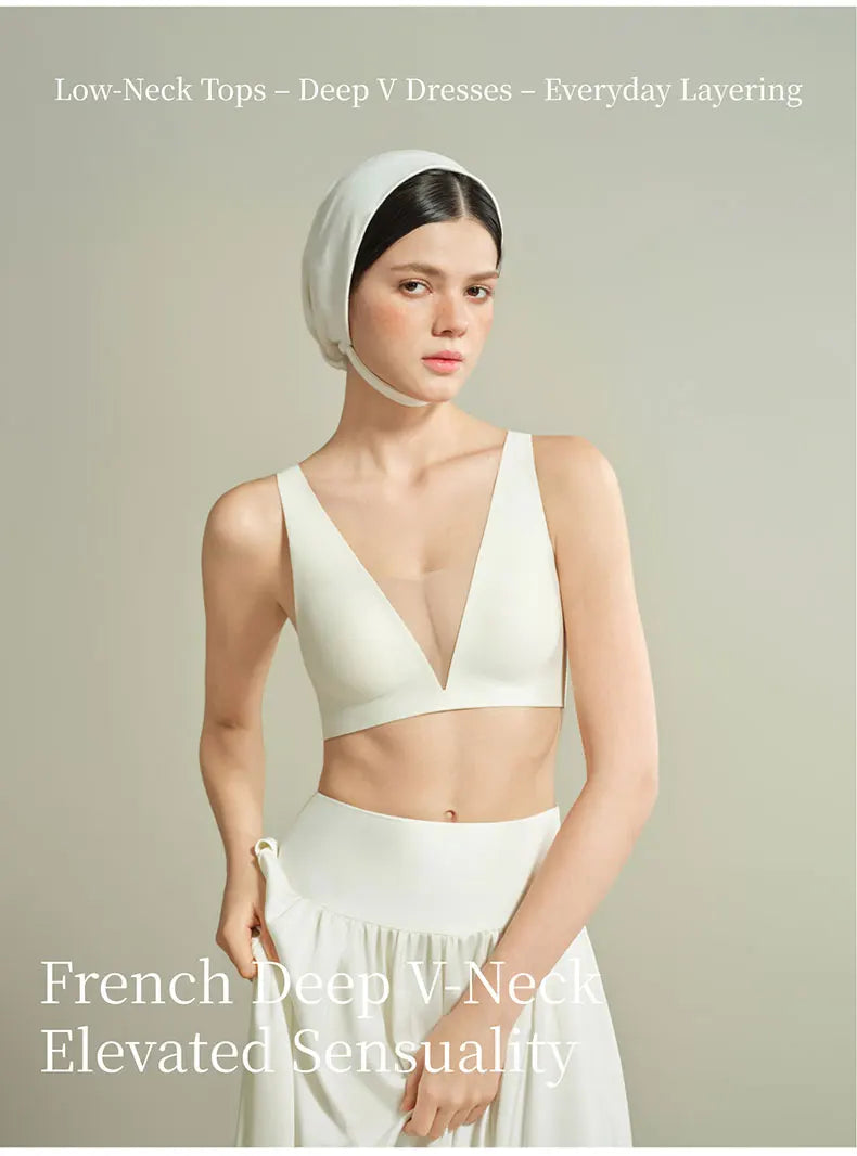 Sujiin Seamless Plunge Push-Up Bra for Women | XM048