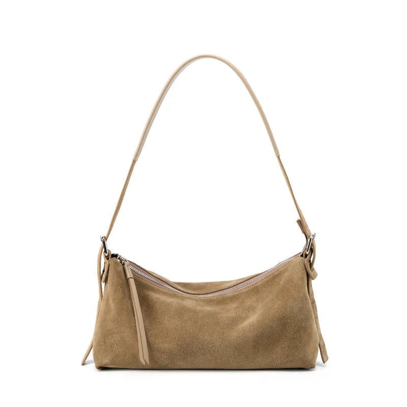 Women's Handbag New Suede Top Grain Leather Crossbody Bag Korean Style Wide Strap Shoulder Handheld Women Light Luxury Versatile