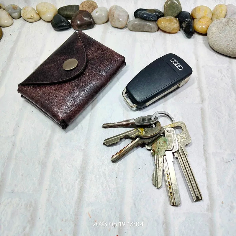 Small Waist Bag Genuine Leather Belt Pack Wallet Coin Purse Card Holder Car Key Pouch Driver's License Case Men Women 6065