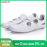 Santic Men's Cycling Shoes New Hardness16 Titanium Alloy Sole Auto-Lock Outdoor Bicycle Sneaker Adjustable Pro Road Racing Shoes
