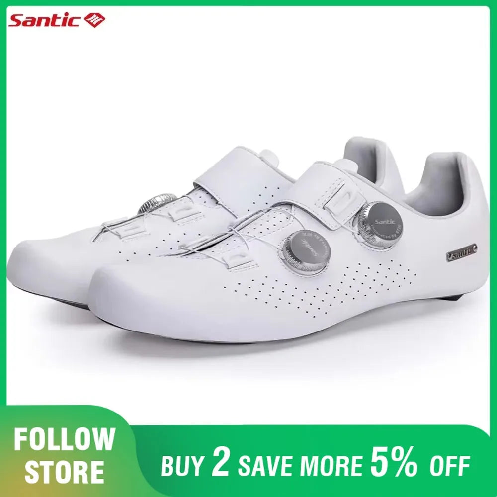 Santic Men's Cycling Shoes New Hardness16 Titanium Alloy Sole Auto-Lock Outdoor Bicycle Sneaker Adjustable Pro Road Racing Shoes