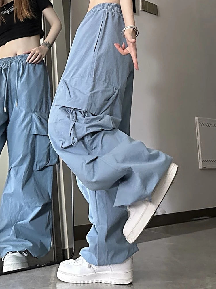 Women's High-Waisted Drawstring Straight-Leg Pants