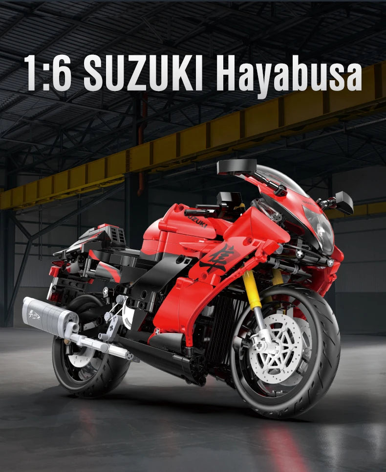 1043PCS CaDA 1:6 Scale Replica "Suzuki Hayabusa" 25th Anniversary Commemorative Edition Building Block Set