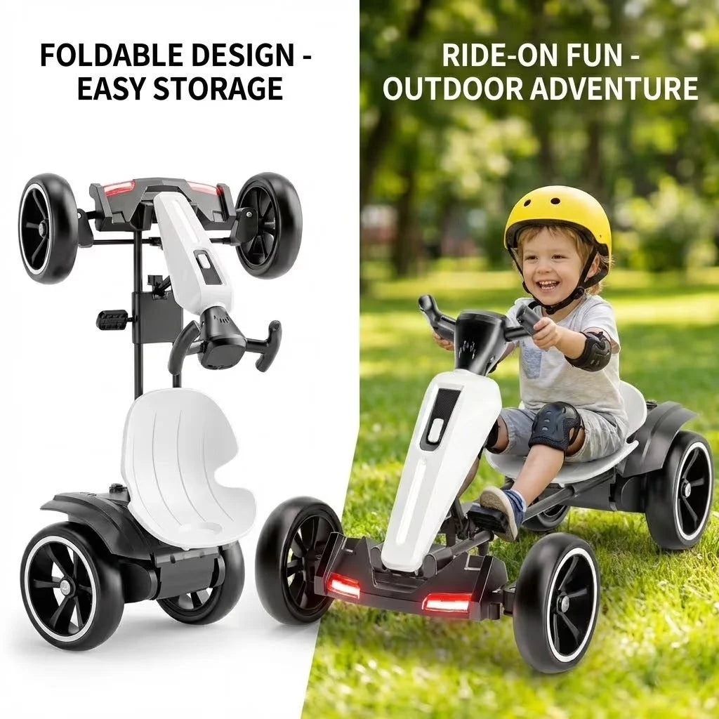 12V Kids Electric Go-Kart | Foldable, 4-Wheel Ride-On Toy