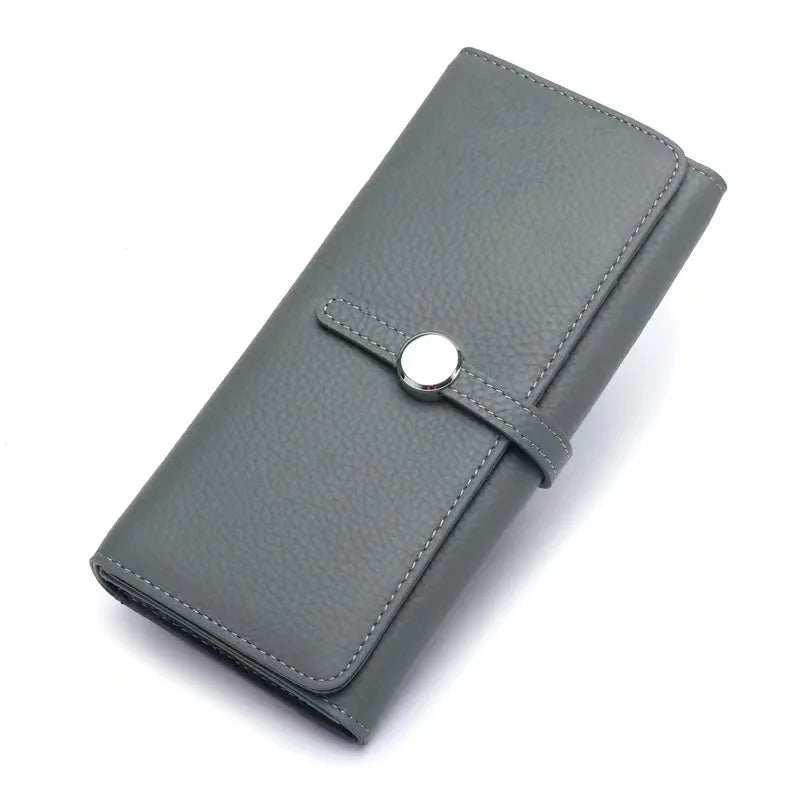 Genuine Leather Wallet Women Long Clutch Fashion Luxury Brand Ladies Purses Card Holder Zipper Coin Pocket High Quality Billfold