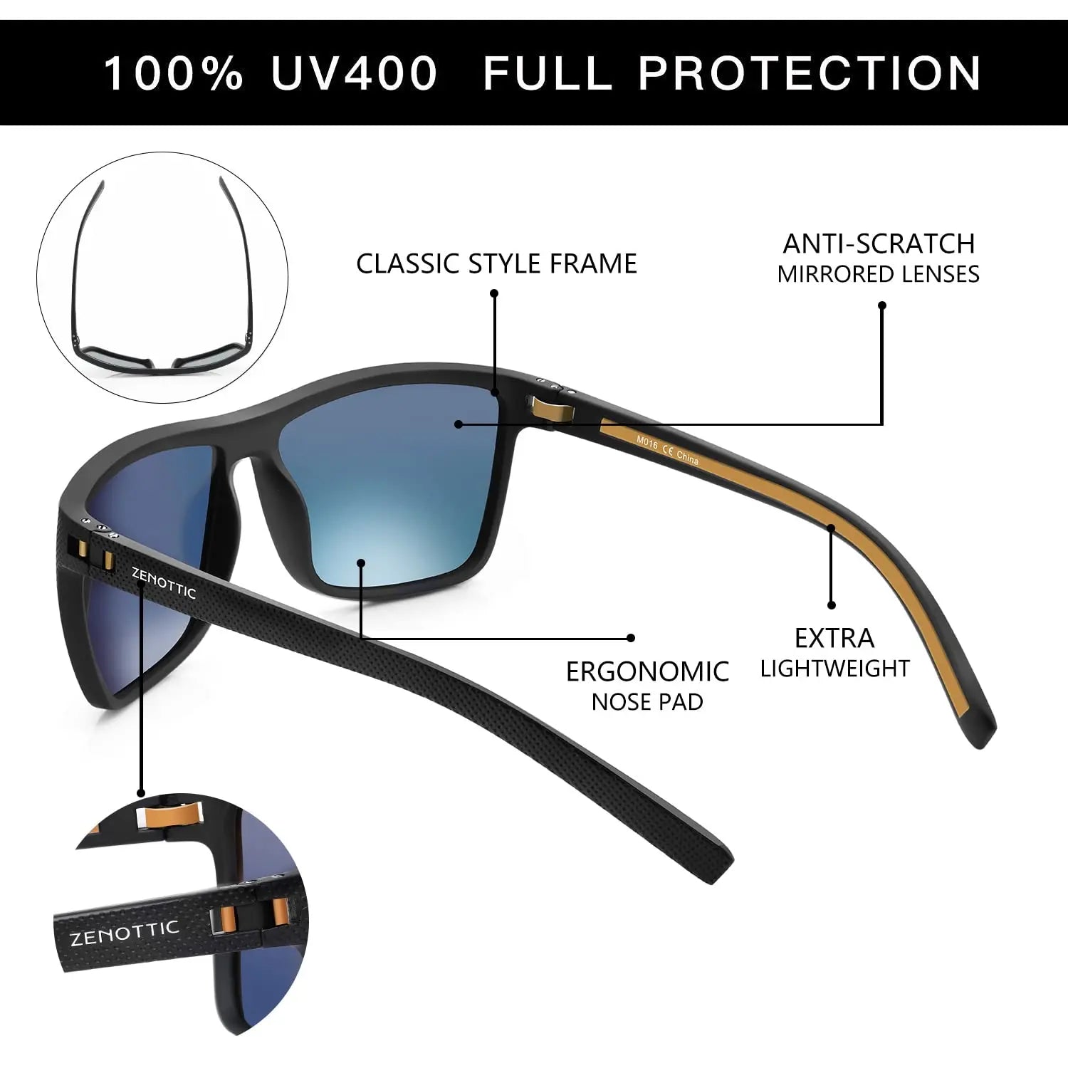 Zenottic Men's Polarized Sunglasses – UV400 TR90 Frame