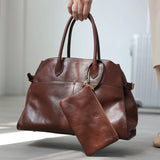 Women's Vegetable-Tanned Cowhide Leather Tote Bag