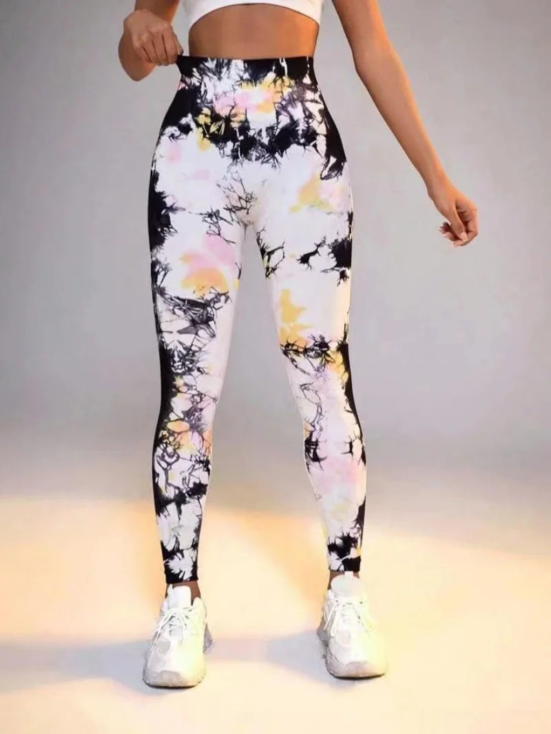 Women's 3D Tie-Dye Seamless Push-Up Leggings