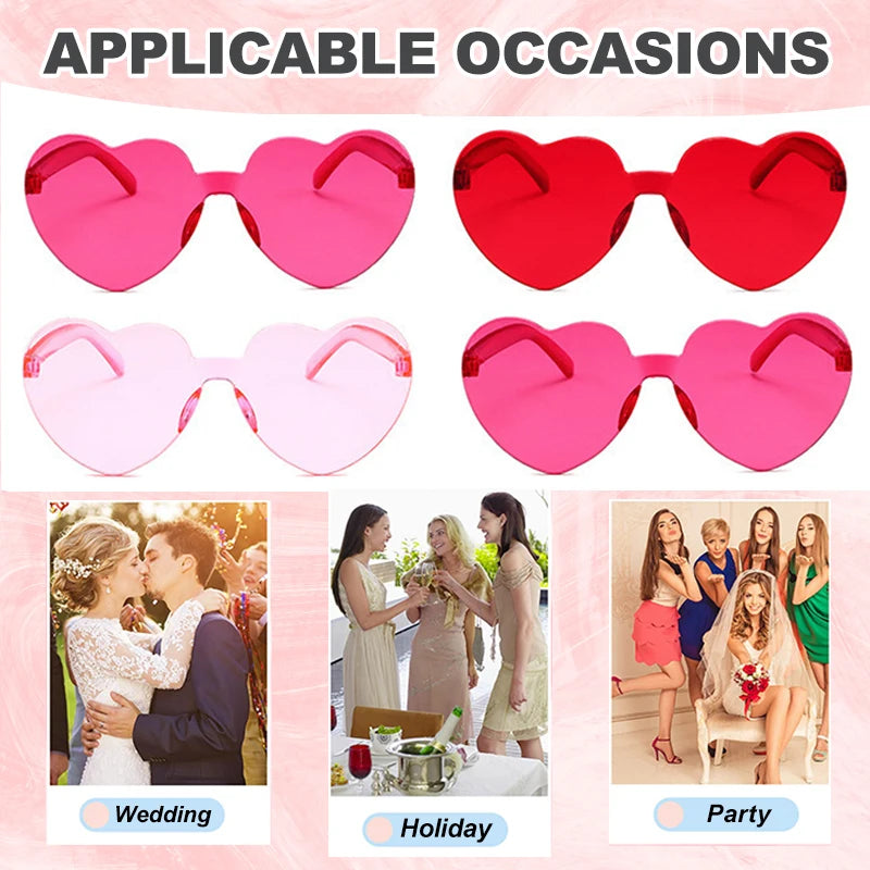 Women's Heart Sunglasses Wholesale 12-100PCS Wedding Bachelorette Bridesmaid Beach Party Multi-Color Photo Props Gifts