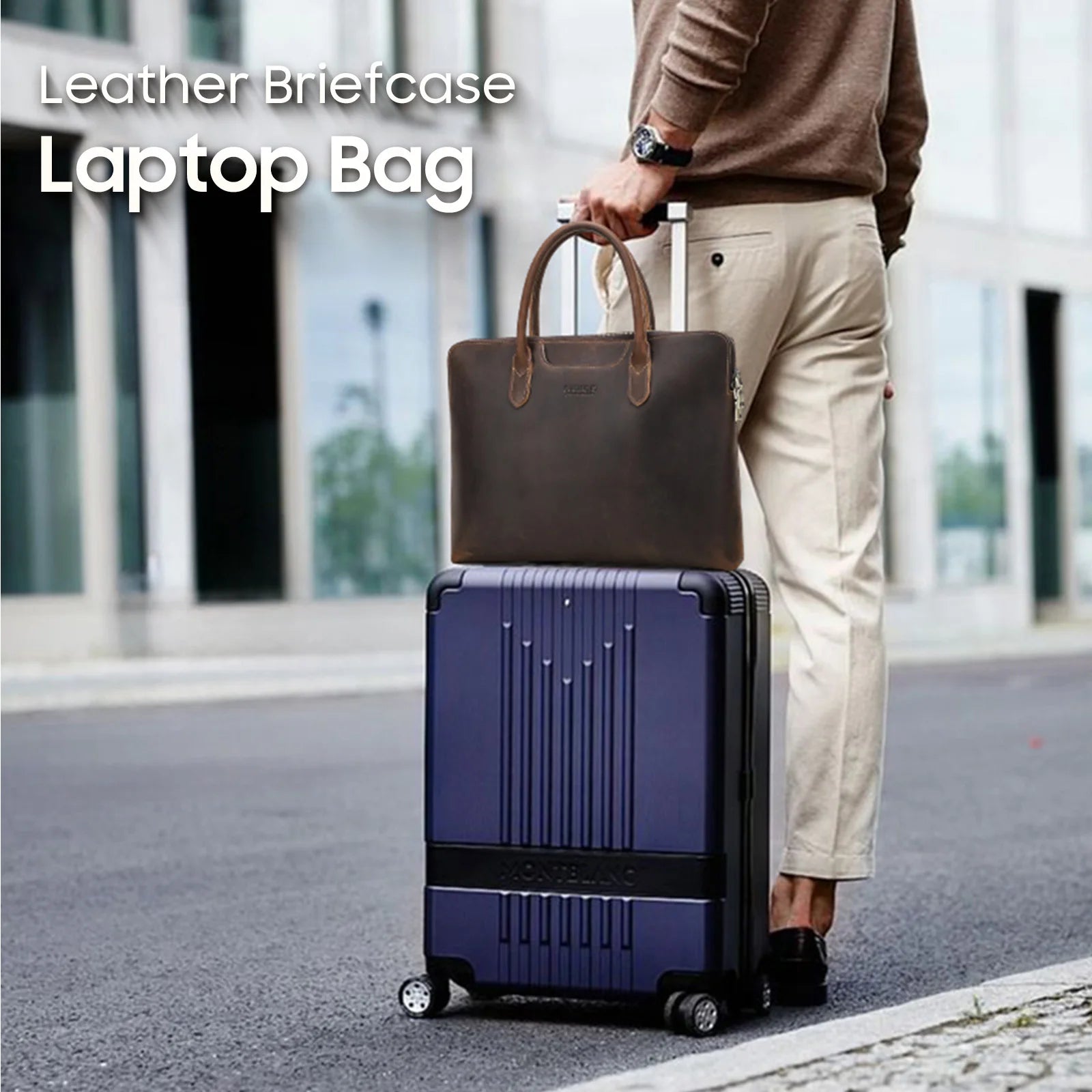 CONTACT'S Genuine Leather Men Business Bag Leather Briefcase Tote Laptop Bags High Quality Men's Bag Handbag for 14.2" Macbook