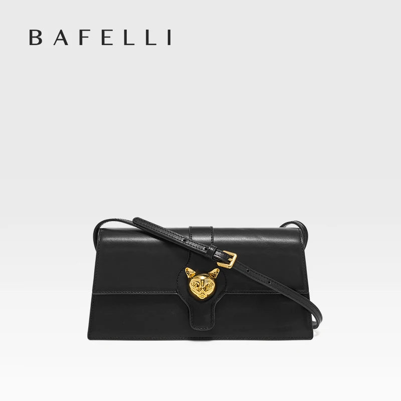 BAFELLI CAT 2026 NEW WOMEN'S BAG LUXURY BRAND FASHION RETRO STYLE DENIM TRENDING SHOULDER CLUTCH FEMALE LEATHER FLAP PURSE