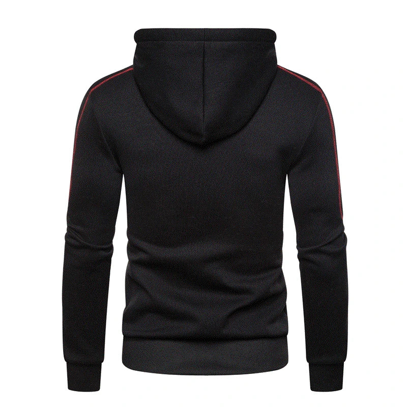 Men's Color Block Fleece Zip-Up Hoodie