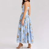 Floral Print Spaghetti Strap Midi Sundress - Elegant Boho Chic Summer Beach Dress