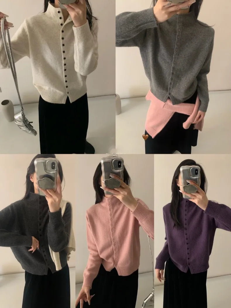 Women's Stand Collar Knit Cardigan Sweater