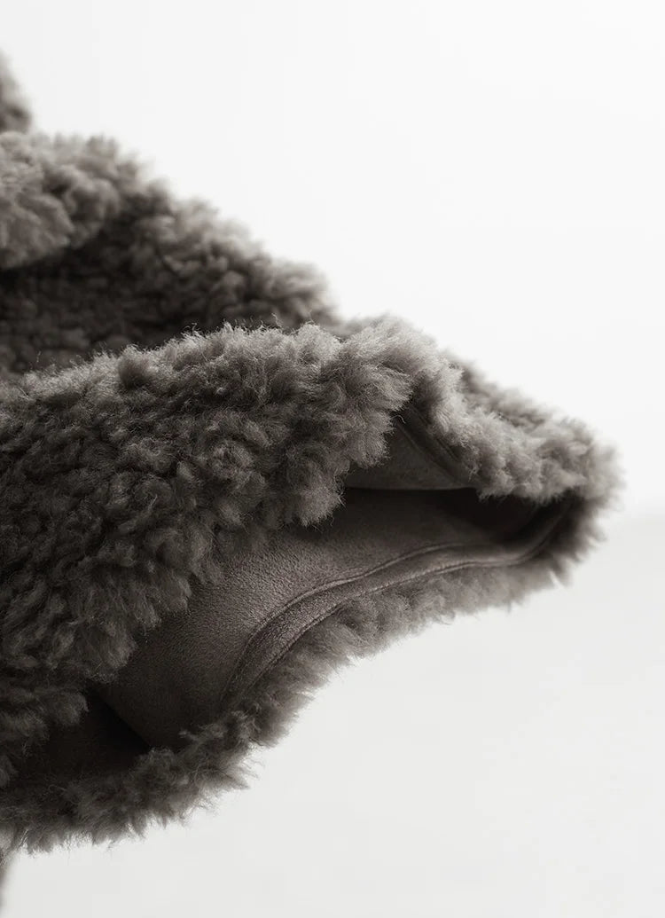 Teddy Style 100% Wool Coat~Women's Short Lazy Style Loose Jacket Autumn and Winter New Model 2025 Faux Fur