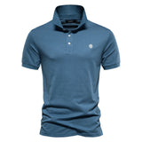 AIOPESON Embroidered Cotton Polo Shirt for Men