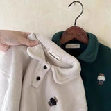 Kids' Bear Embroidered Fleece Polo Sweatshirt
