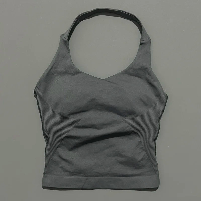 Impact Seamless Halter Longline Gym Top with Built-in Bra