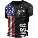 Men's USA Retro Flag & 3D Skull T-Shirt