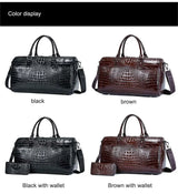 2024 New Cow Genuine Alligator Leather Travel Bags Luxury Men Large Capacity Portable Male Shoulder Bags Brand Travel Duffle Bag