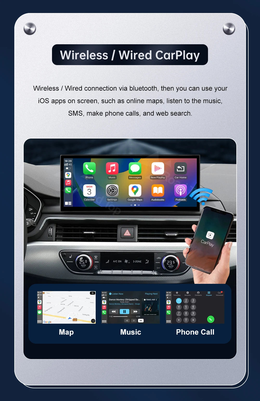12.3" Audi A4/A5/S4/S5 Multimedia Touch Screen – Wireless CarPlay & Android Auto