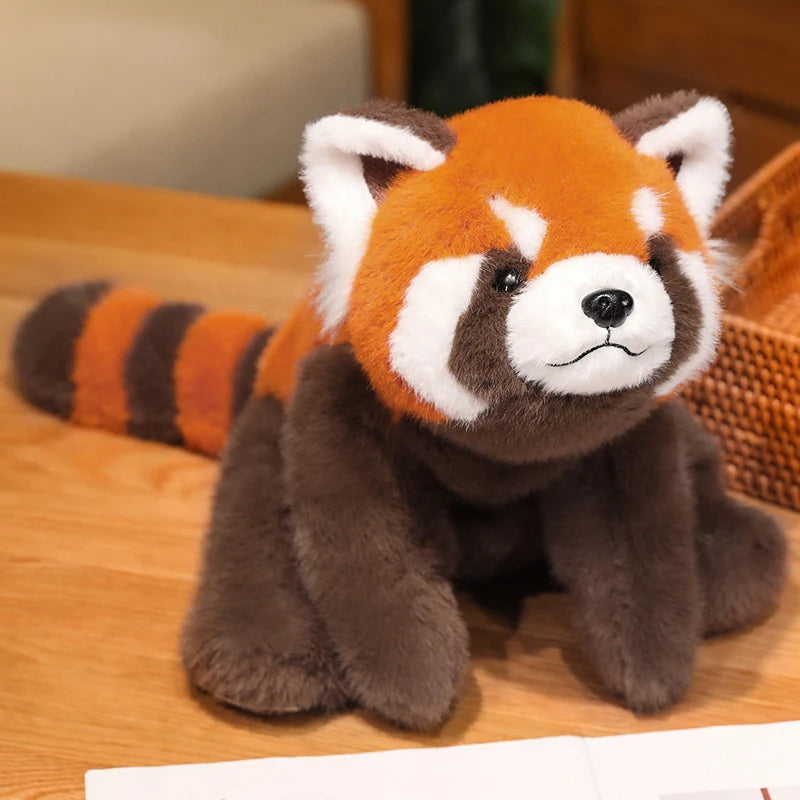 New Stuffed Anime Figure Doll Turned Red Panda Plushie Doll Fluffy Hair Red Raccoon Animals Hug Throw Pillow