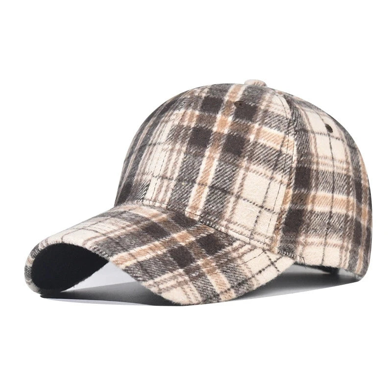 Unisex Checkered Baseball Cap with Adjustable Strap