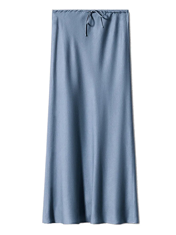 Women's Satin Maxi Skirt – Elegant Ankle-Length