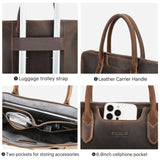 CONTACT'S Genuine Leather Men Business Bag Leather Briefcase Tote Laptop Bags High Quality Men's Bag Handbag for 14.2" Macbook