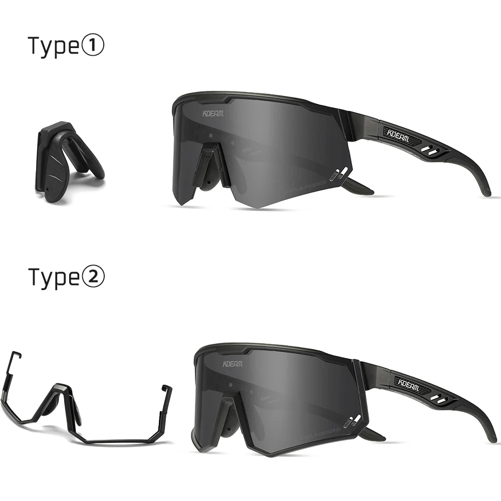 KDEAM High-End Sports Sunglasses Polarized Men's Cycling Glasses Dismountable TR90 Frame And Nose Pads Easy To Exchange